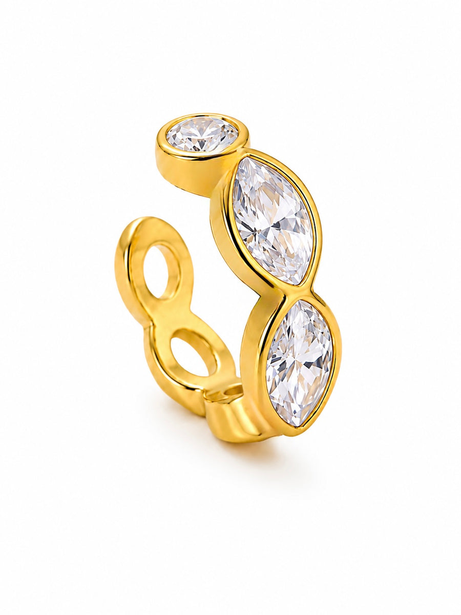 Marquise Crystal Gold Ear Cuffs | Non-Pierced Cuffs-On Hoop