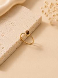 Minimalist Tiger’s Eye Oval Stone Ring
