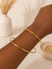 Minimalist Open Cuff Bangle Bracelet | 18K Gold Stainless Steel