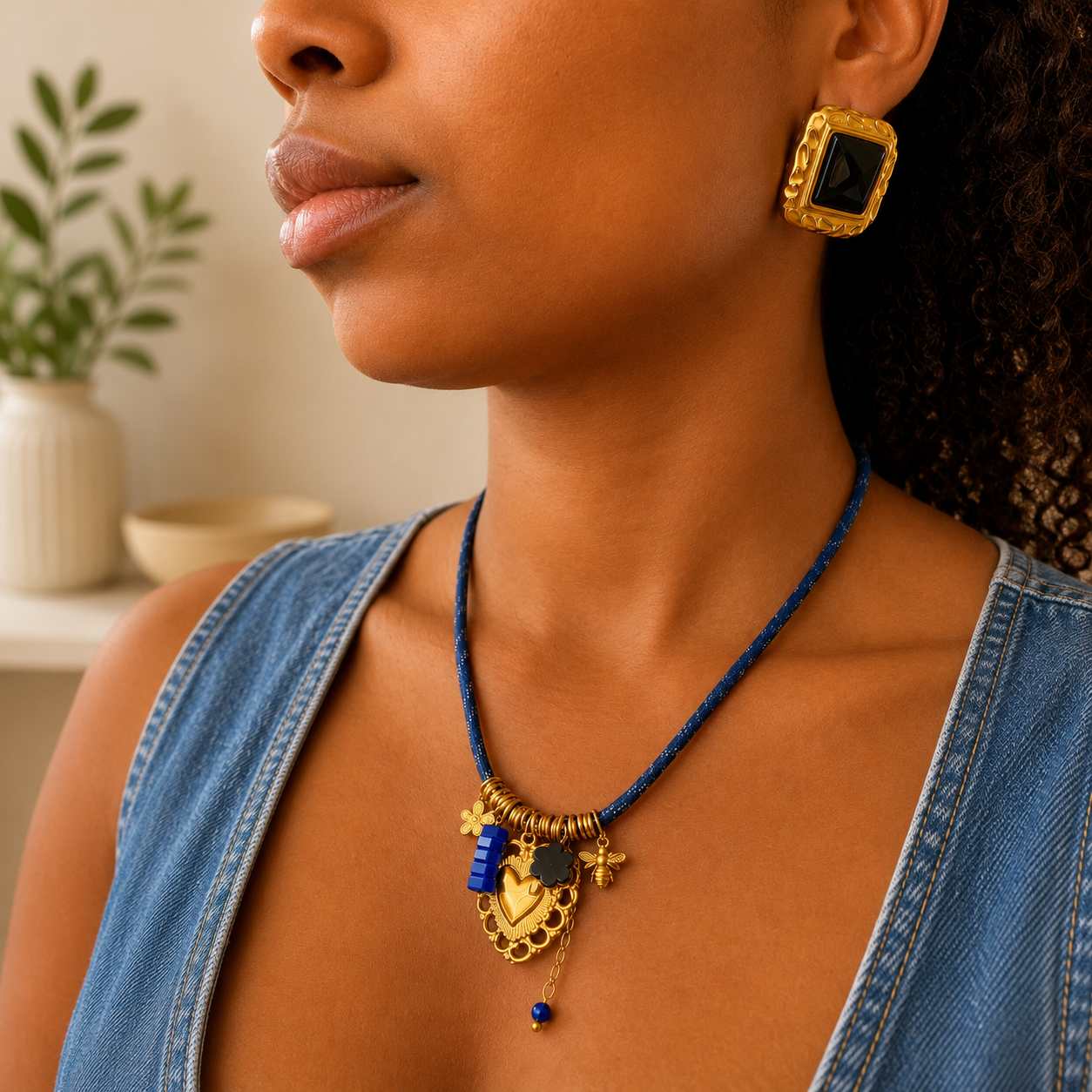 Mixed Charm Statement Necklace