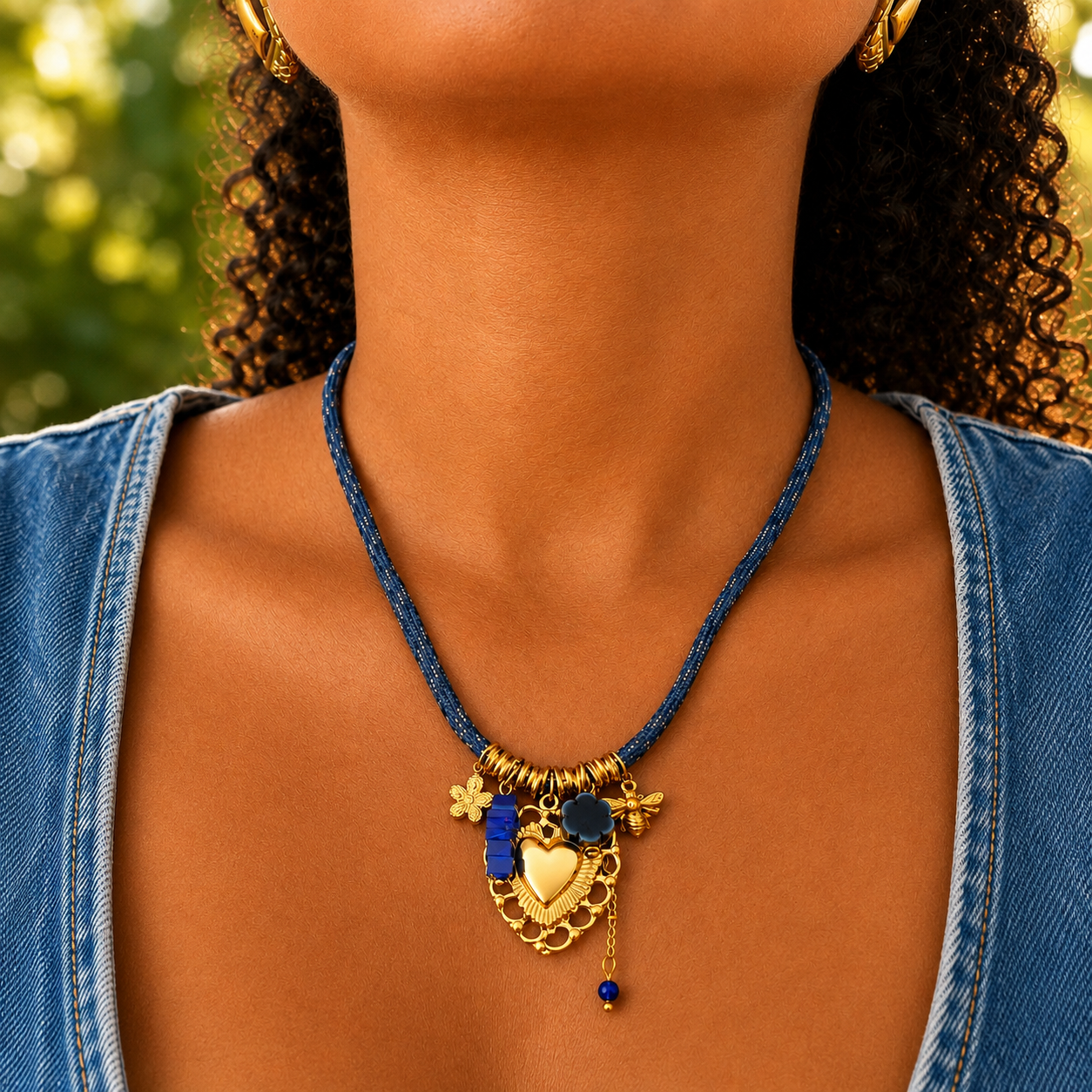Mixed Charm Statement Necklace