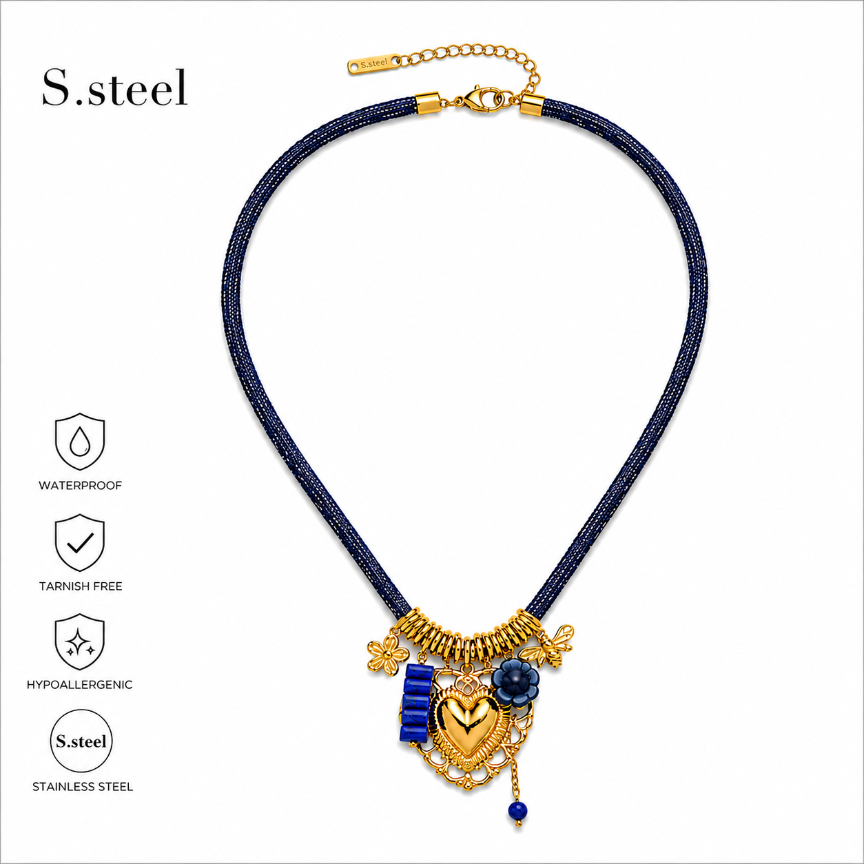 Mixed Charm Statement Necklace