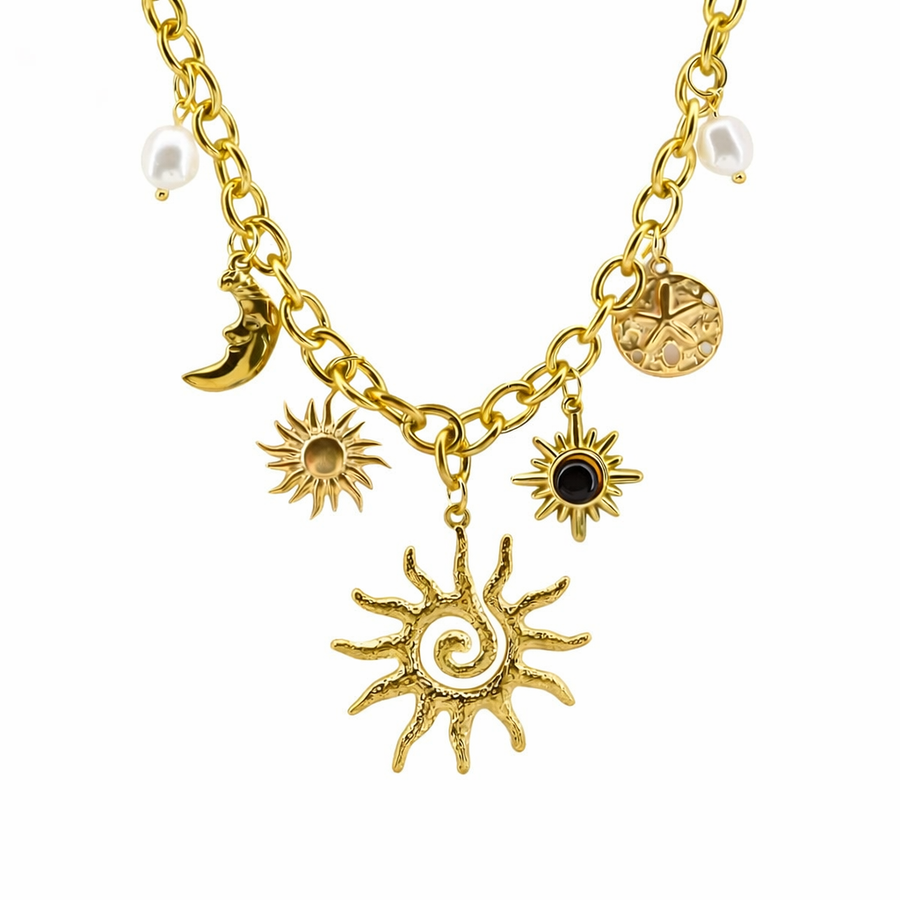 Gold Scallop Shell Charm Chain Necklace
