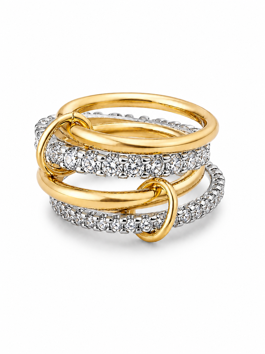 Multi-Layer Linked Pavé Zirconia Ring