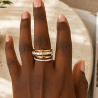 Multi-Layer Linked Pavé Zirconia Ring