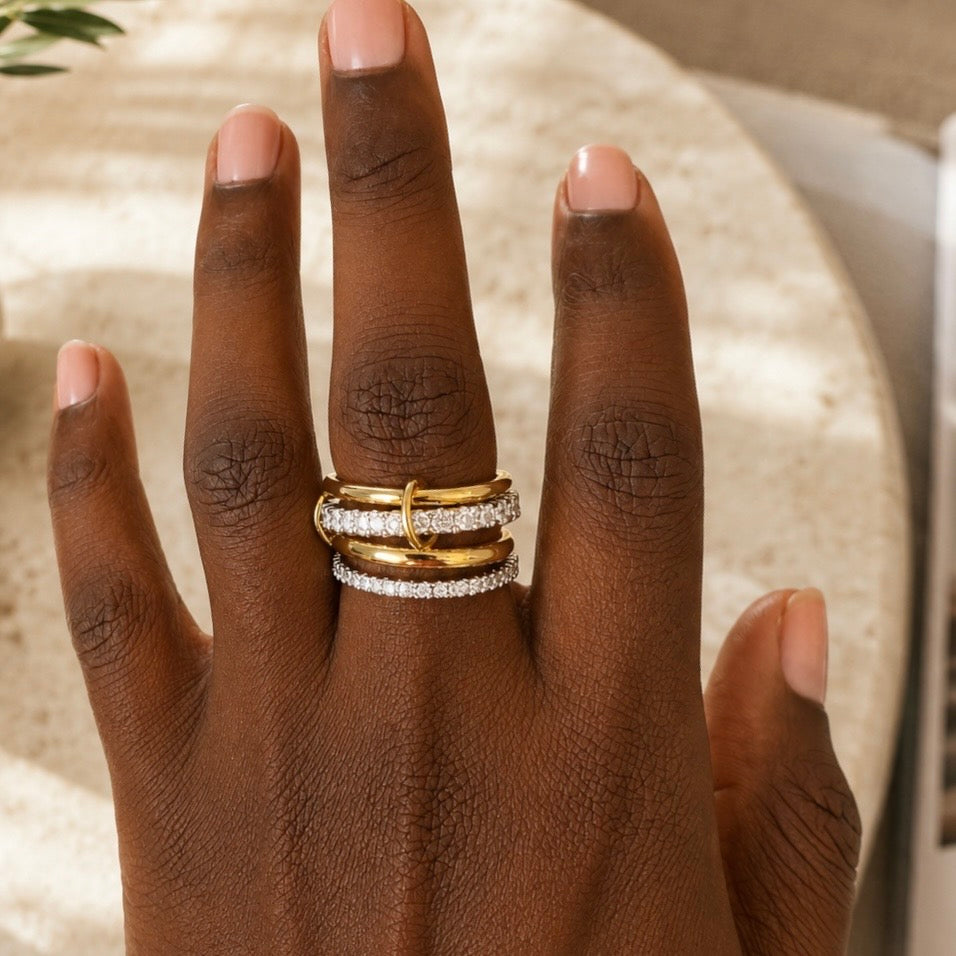 Multi-Layer Linked Pavé Zirconia Ring
