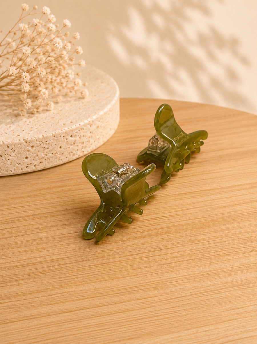 Olive Mini Hair Claw Set