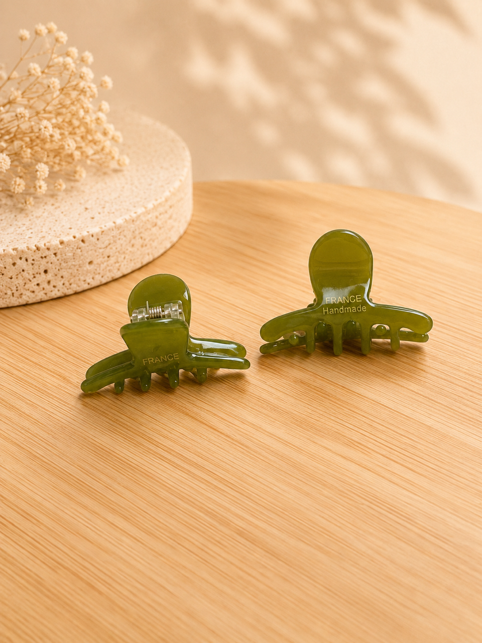 Olive Mini Hair Claw Set