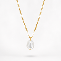 Organic Pearl Drop Gold Chain Necklace