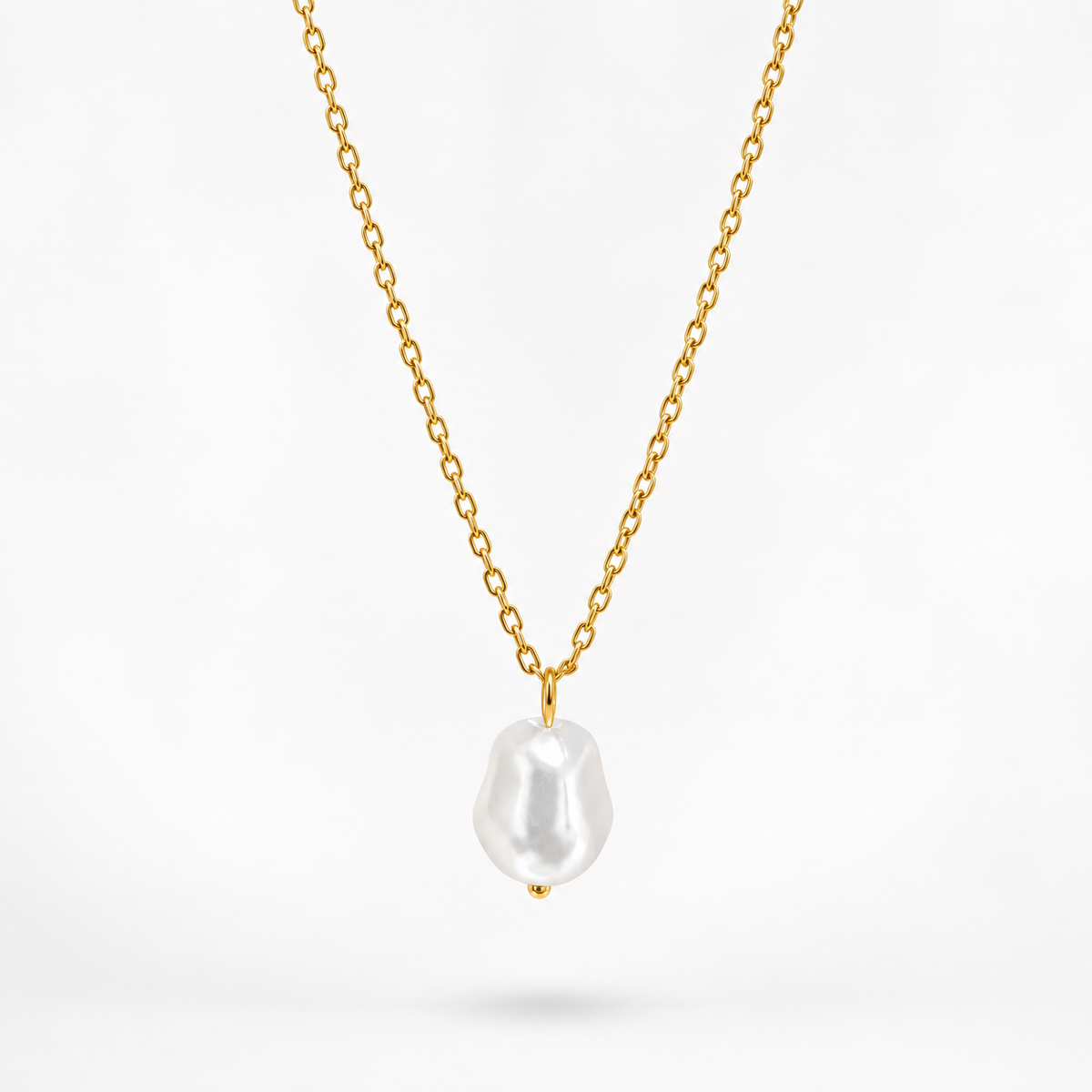 Organic Pearl Drop Gold Chain Necklace