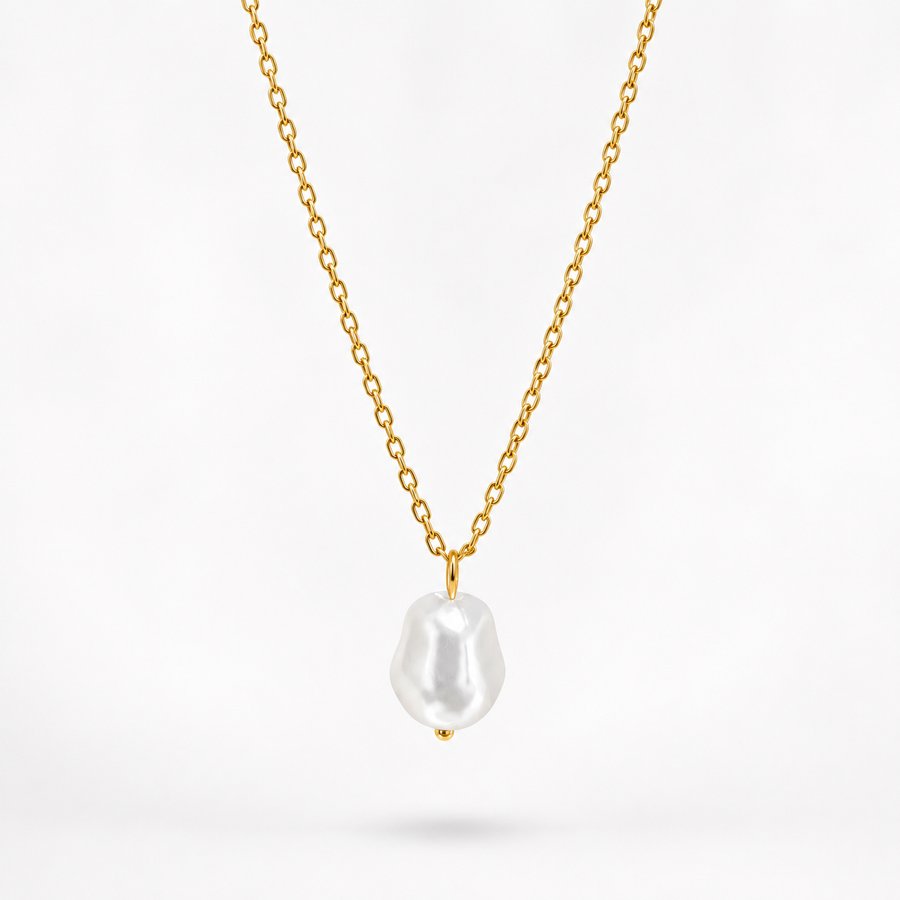 Organic Pearl Drop Gold Chain Necklace