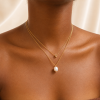 Organic Pearl Drop Gold Chain Necklace