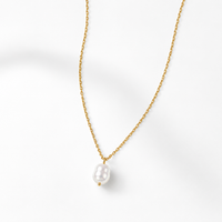 Organic Pearl Drop Gold Chain Necklace