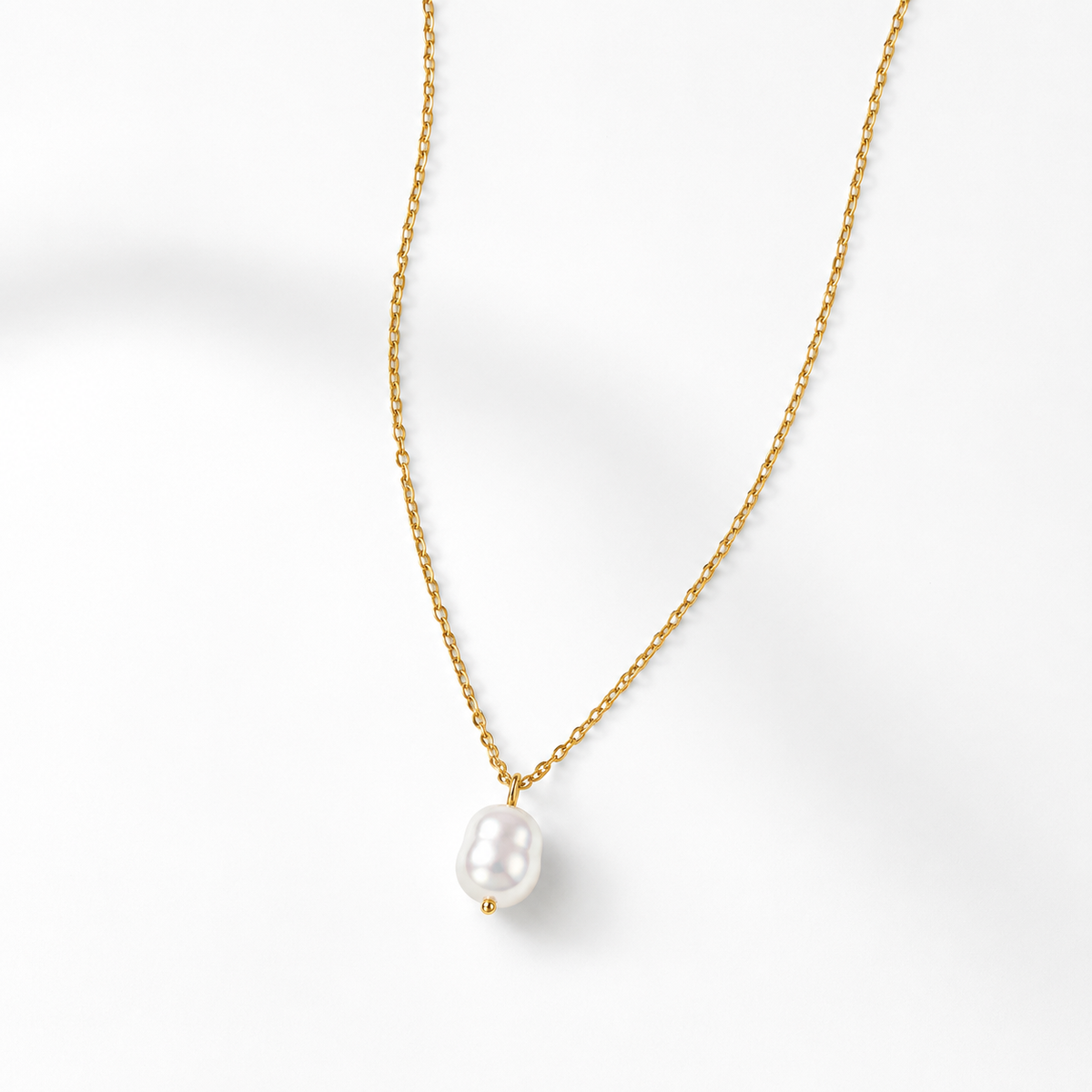 Organic Pearl Drop Gold Chain Necklace