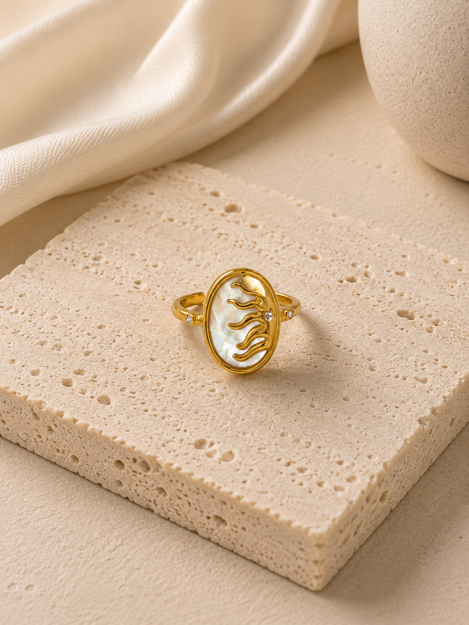 Oval Mother-of-Pearl Sunburst Ring