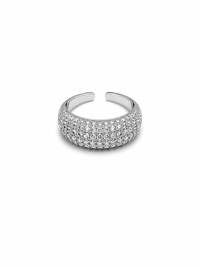 Pavé Dome Statement Ring | Adjustable Silver-Tone