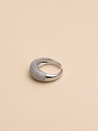 Pavé Dome Statement Ring | Adjustable Silver-Tone