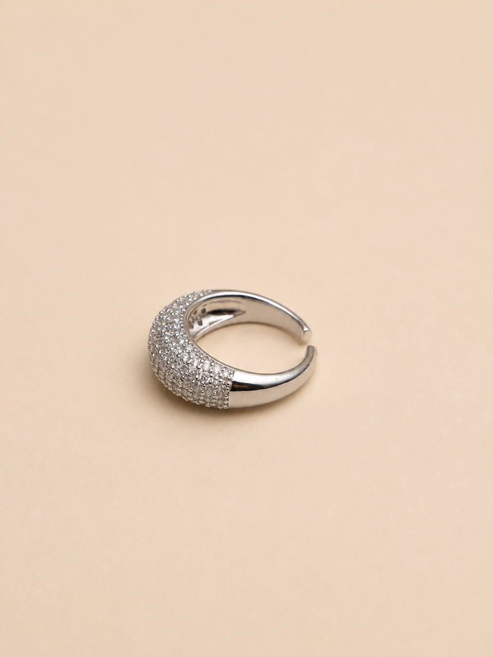 Pavé Dome Statement Ring | Adjustable Silver-Tone