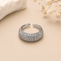 Pavé Dome Statement Ring | Adjustable Silver-Tone