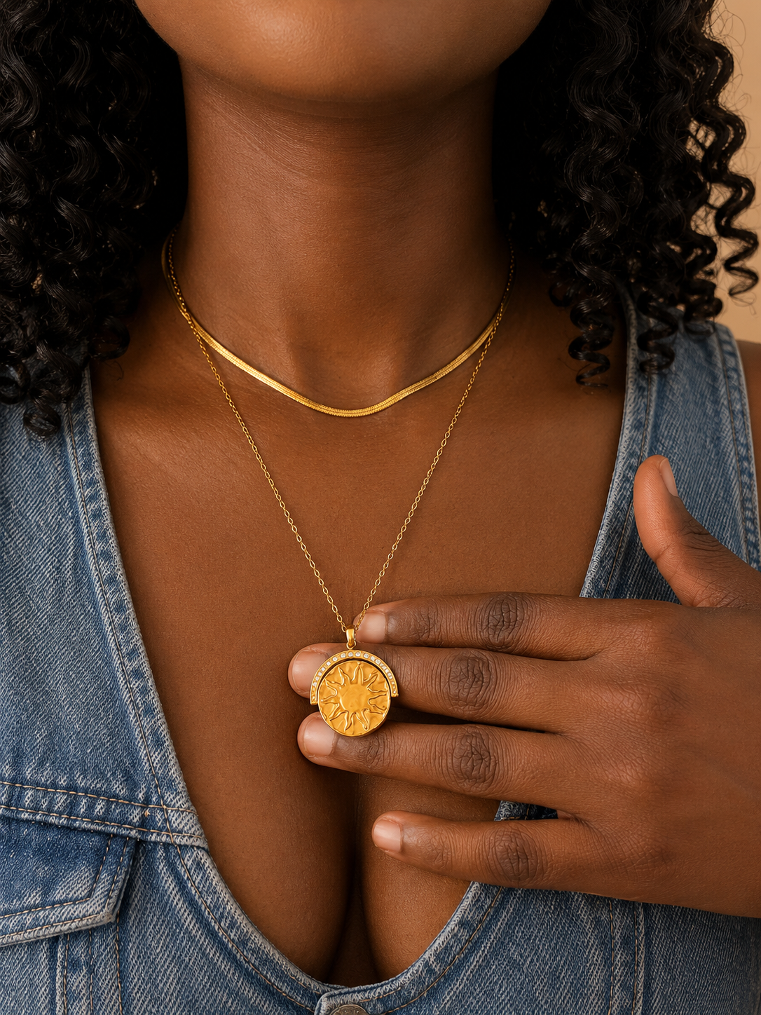 Solaria Pavé Sun Medallion Necklace
