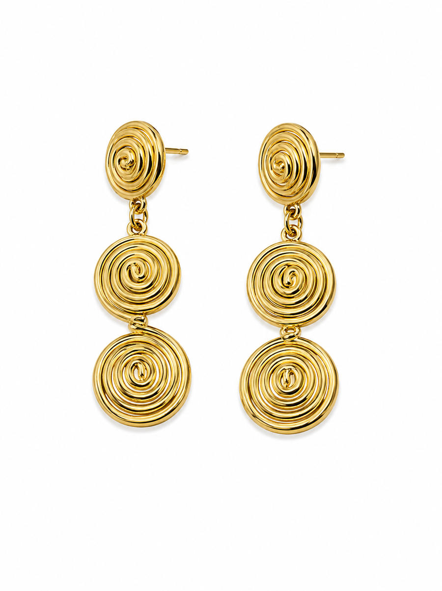 Solaris Triple Swirl Drop Earrings
