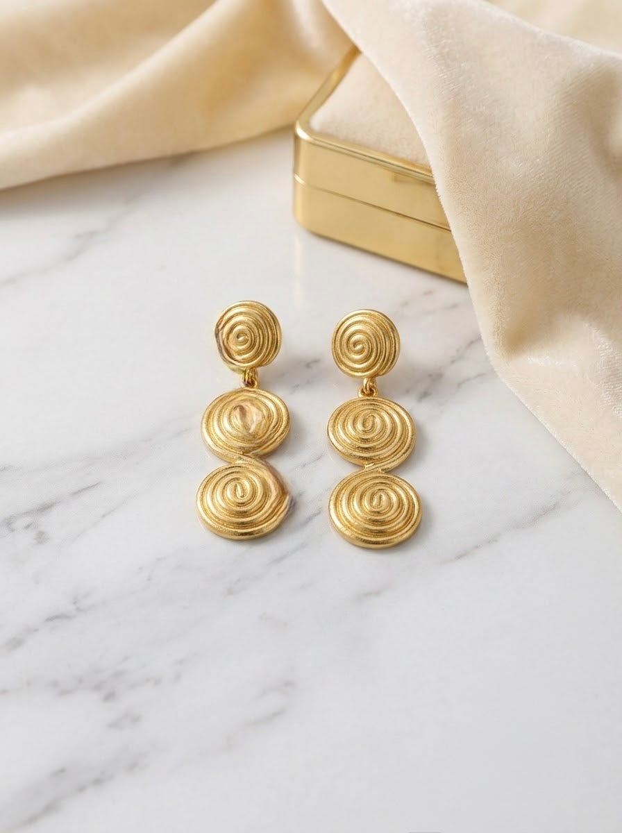 Solaris Triple Swirl Drop Earrings