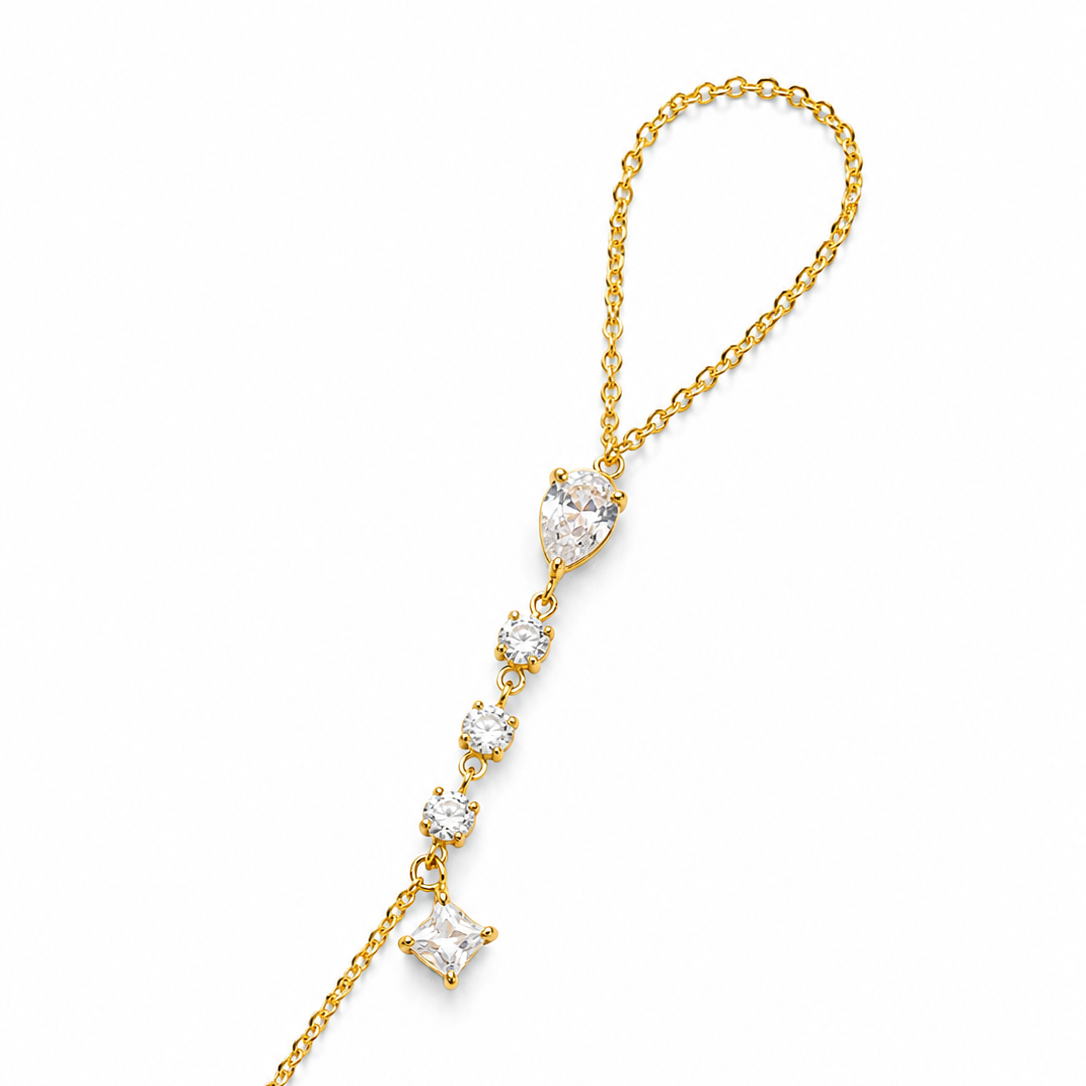 Sparkling Multi-Cut CZ Finger Ring Bracelet | Waterproof