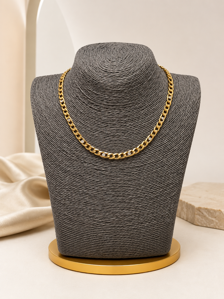 Stainless Steel CZ Link Necklace