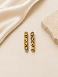 Stainless Steel CZ Link Stud Earrings