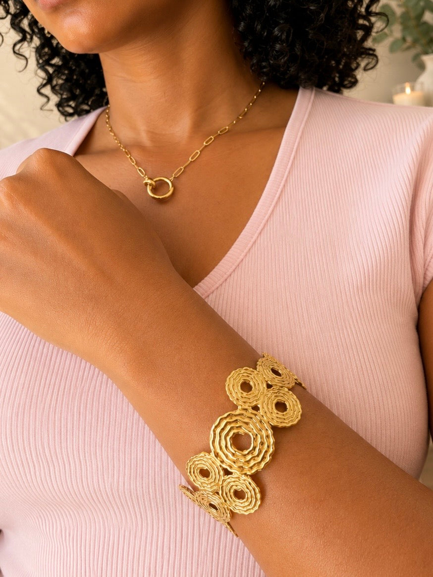 Textured Circle Statement Cuff