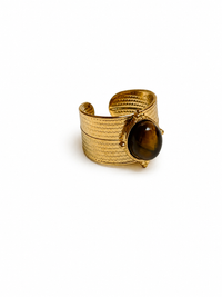Tiger’s Eye Wide-Band Statement Ring