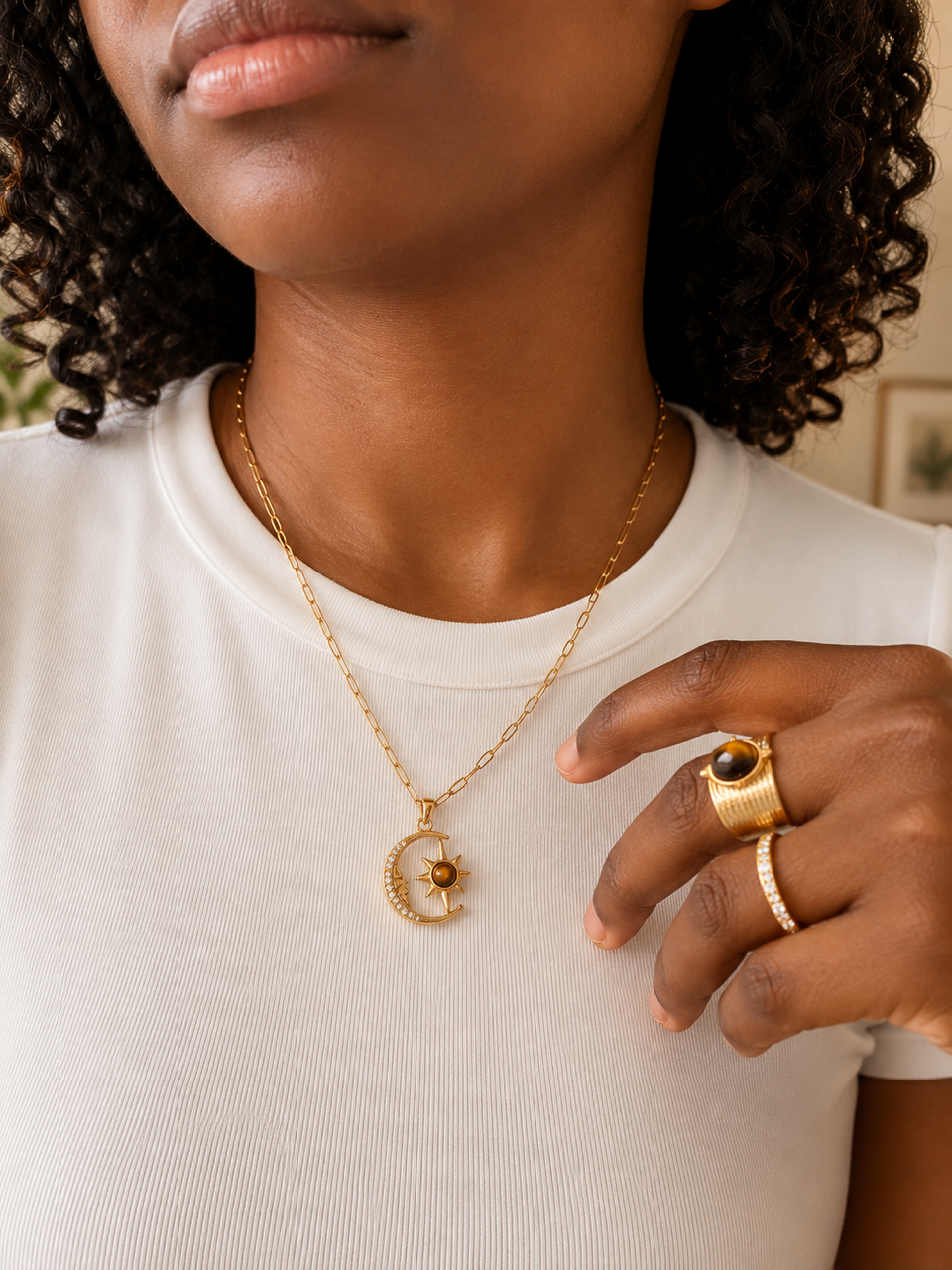 Tiger’s Eye Wide-Band Statement Ring