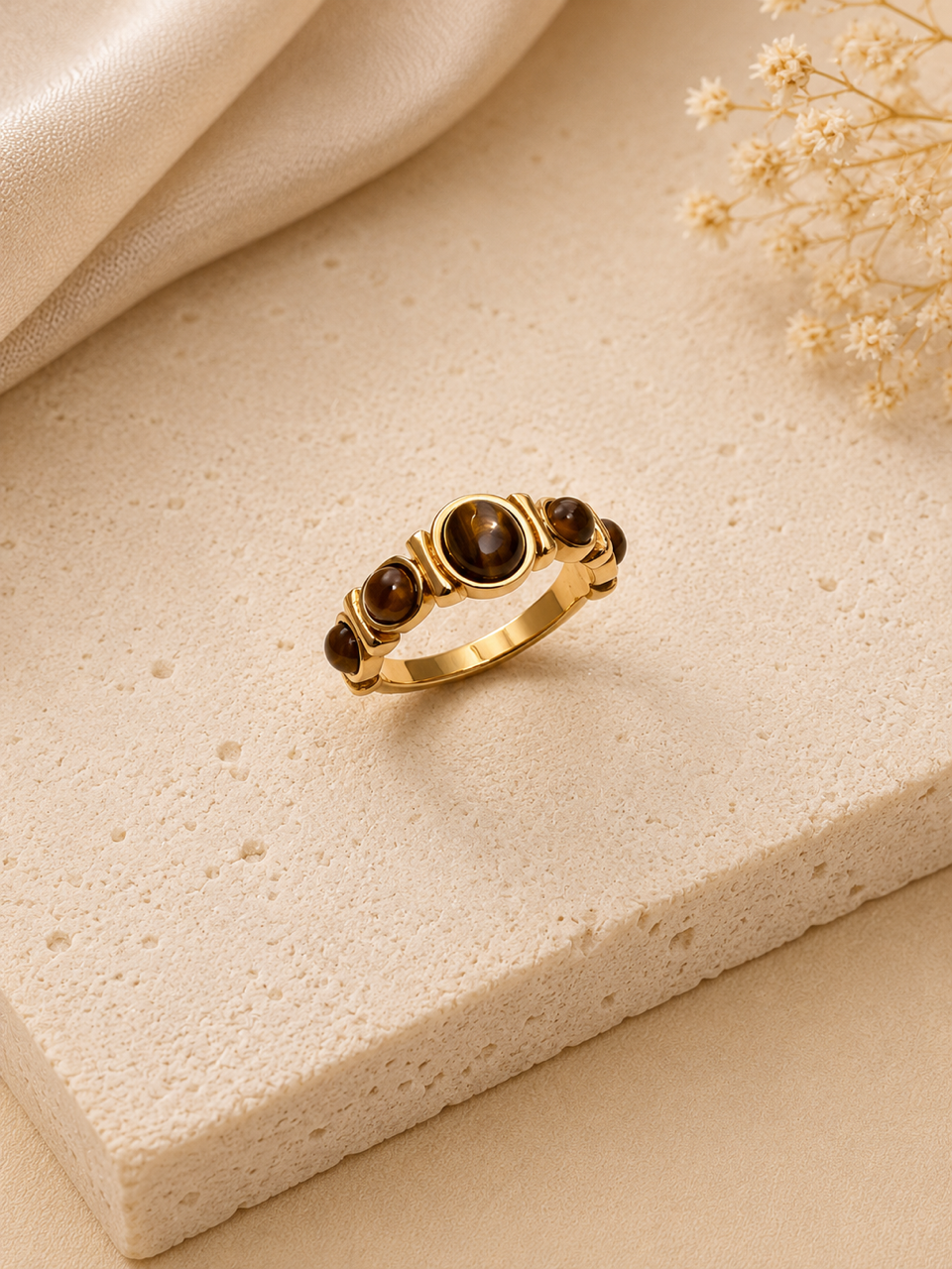 Tiger’s Eye Stainless Steel Band Ring