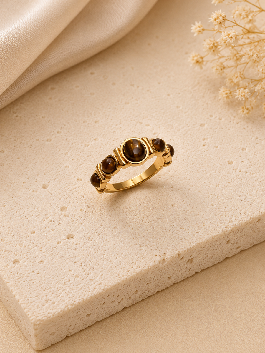 Tiger’s Eye Stainless Steel Band Ring