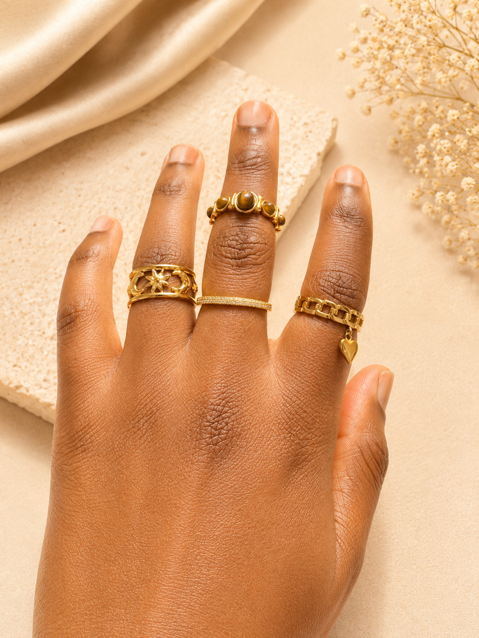 Tiger’s Eye Stainless Steel Band Ring