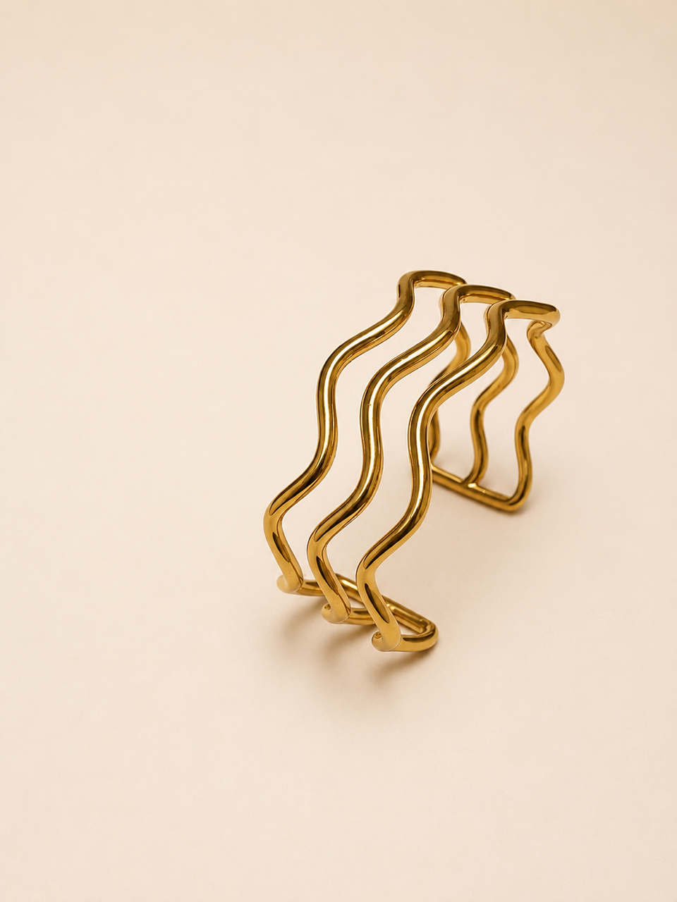 Triple Wave Gold Cuff Bracelet