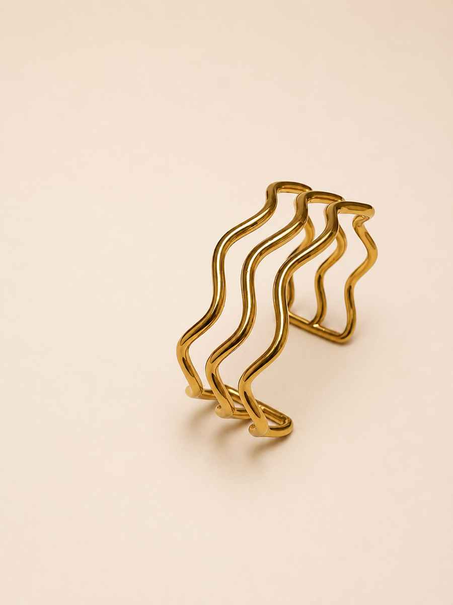Triple Wave Gold Cuff Bracelet