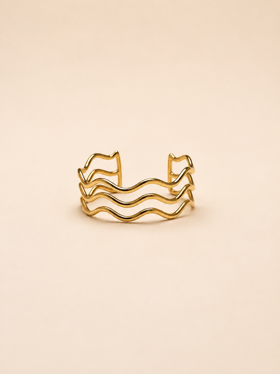 Triple Wave Gold Cuff Bracelet