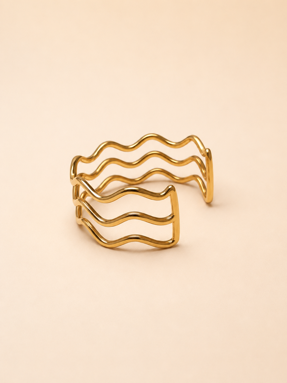 Triple Wave Gold Cuff Bracelet