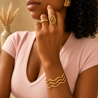 Triple Wave Gold Cuff Bracelet