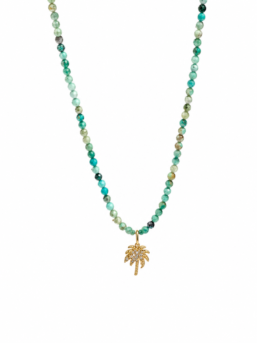 Isla Turquoise  Beaded Palm Tree Necklace