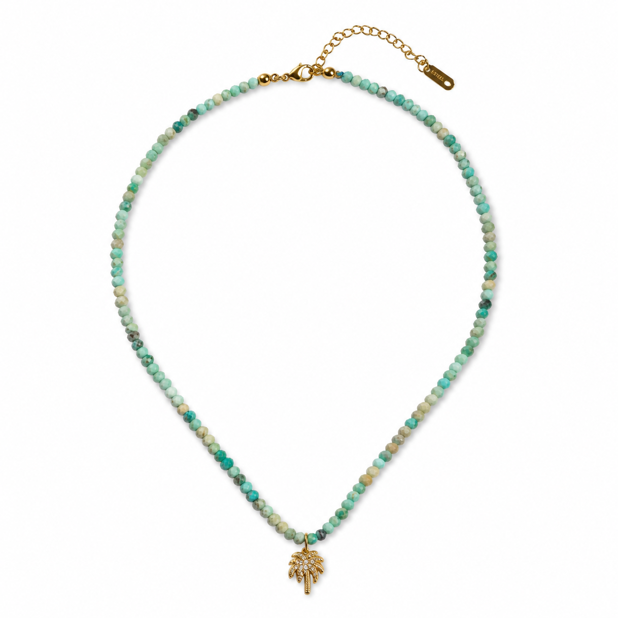 Isla Turquoise  Beaded Palm Tree Necklace