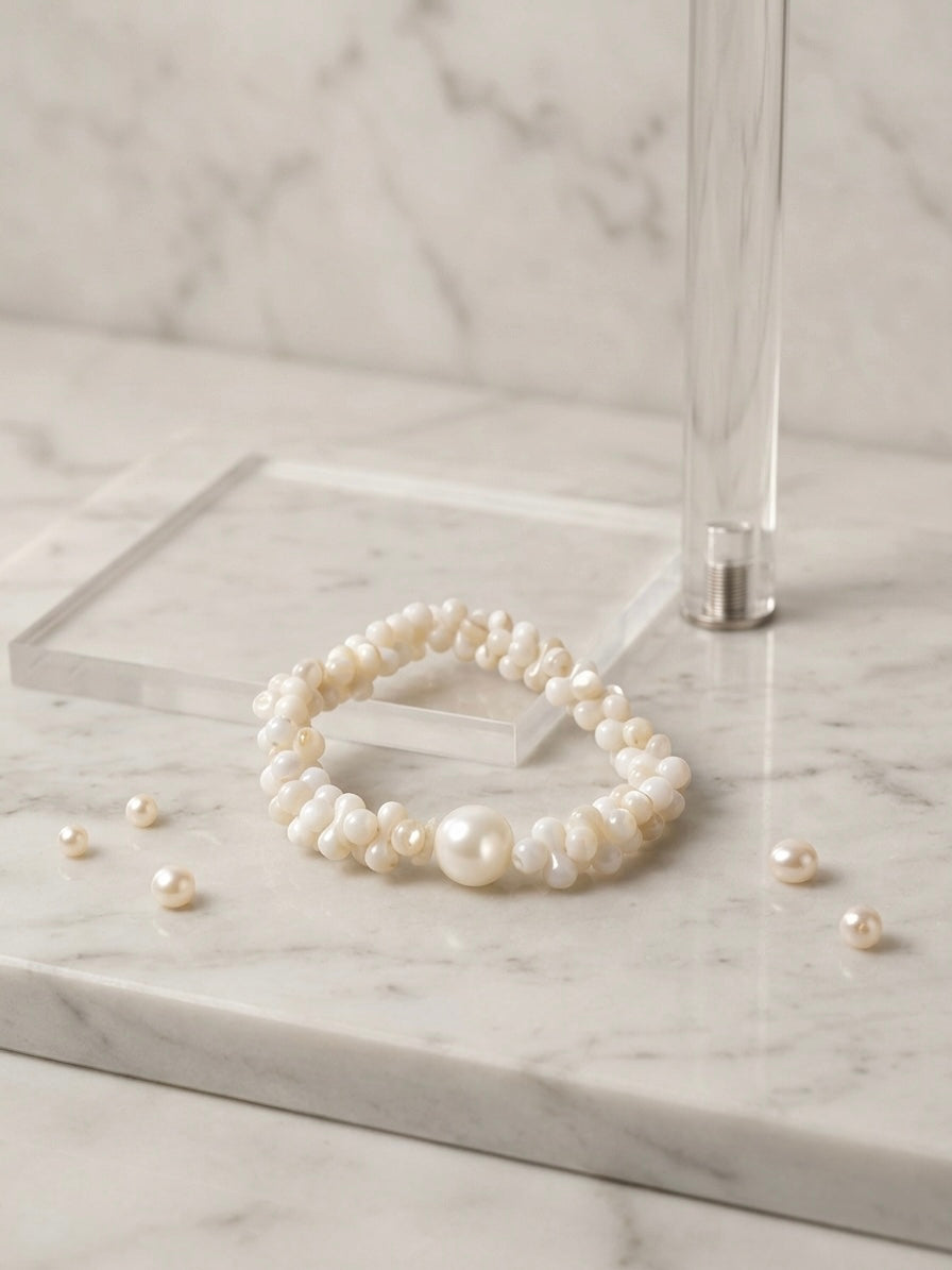 Twisted Seed Pearl Woven Bracelet