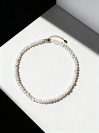 Twisted Seed Pearl Woven Choker Necklace - Gold Clasp