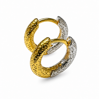 Two-Tone Textured Huggie Hoops | Hammered Gold & Silver Huggies