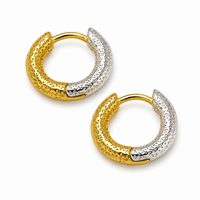 Two-Tone Textured Huggie Hoops | Hammered Gold & Silver Huggies