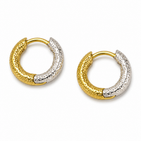 Two-Tone Textured Huggie Hoops | Hammered Gold & Silver Huggies
