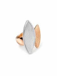 Two-Tone Textured Leaf Statement Ring - Mixed Metal