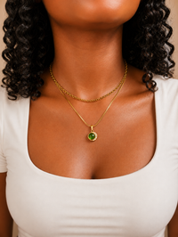Verdant Moon Green Cabochon Necklace
