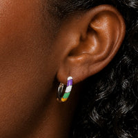 Vibrant Rainbow Enamel S925 Silver Huggie Hoops | Multicolor Sterling Silver Huggies